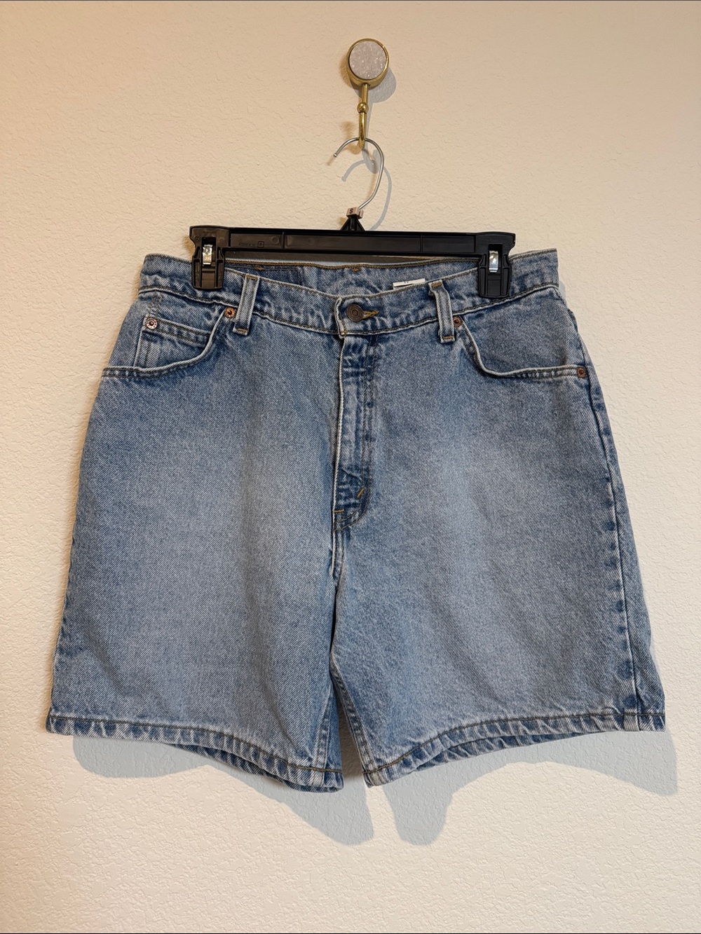 Vintage Levi's 951 Relaxed Fit Orange Tab Long Length Denim Shorts